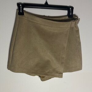 Iris Beige Suede Wrap Skorts